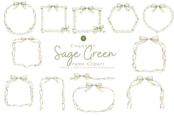 Download Sage Green Coquette Frame Clipart PNG - Premium Resources