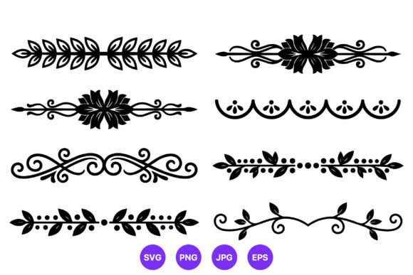 Download Black Floral Leaf Decorative Borders - Leaf Collection