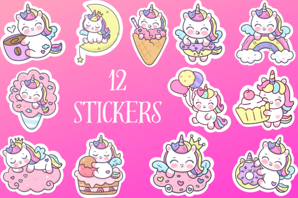 Download Cute Unicorn Sticker Set, Print &amp; Cut - Print Collection